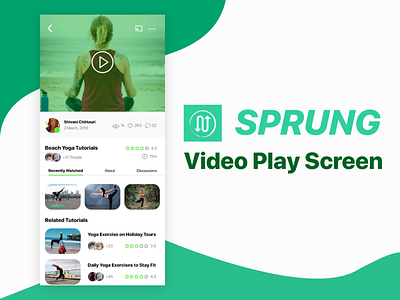 Video Play Screen android app app screen challenge concept error ios landing page video video app web screen website