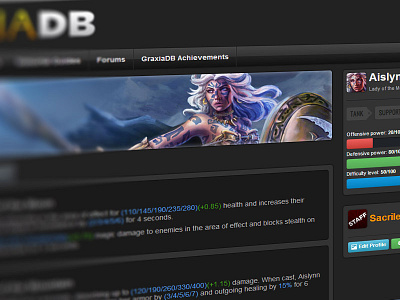 GraxiaDB community database game gaming hub web design