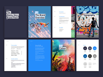 Alamy Brand Guideliines a4 adobe blue brand brand guidelines bright colourful design digital indesign photograph photoshop print stock typography