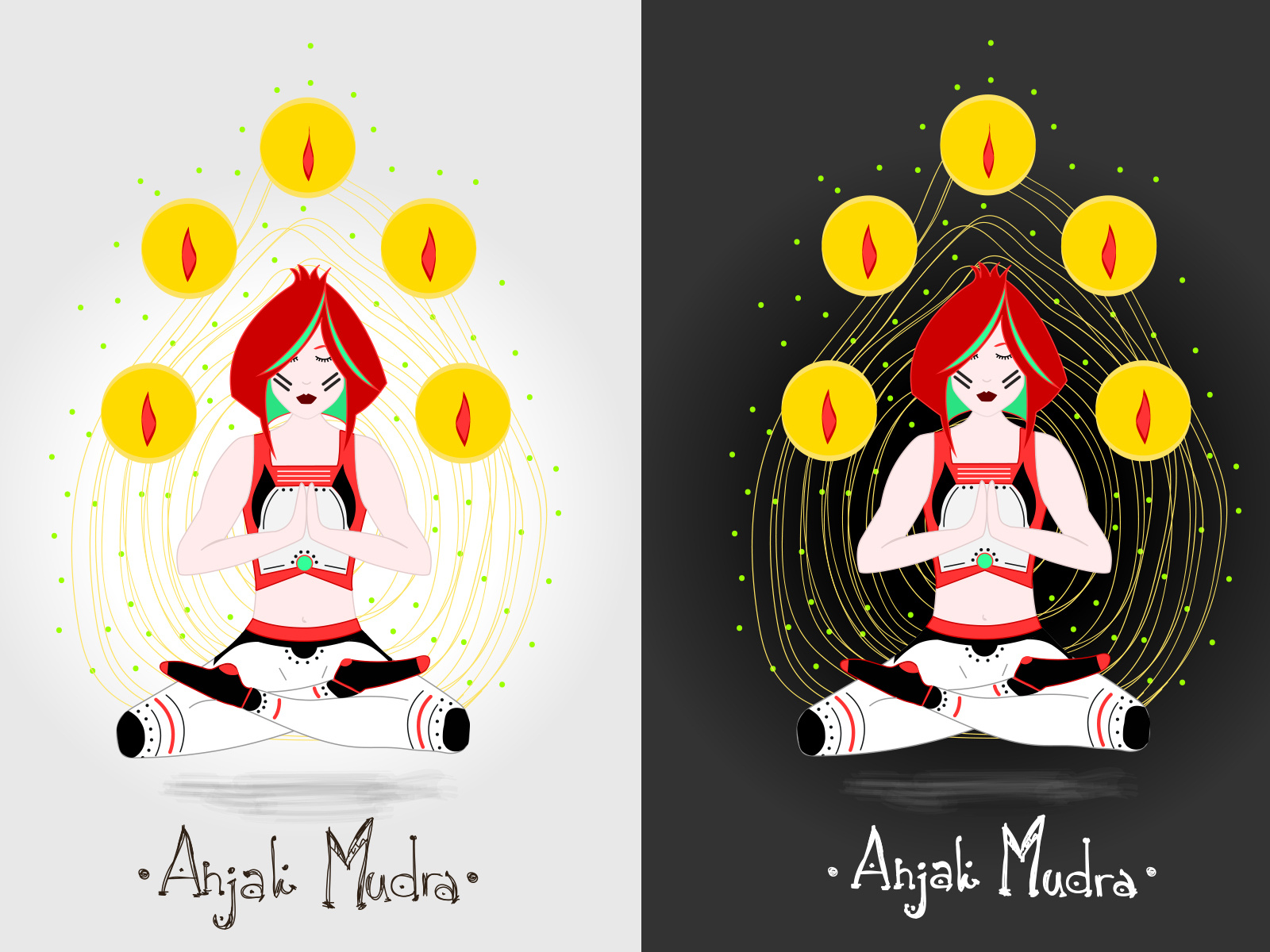 Charachter illustration Yogi Anjali Mudra by Alice Pieraccioni on
