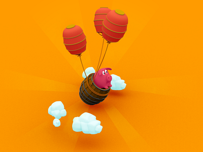 Le début du Voyage 3d an chinois cochon illustration low poly