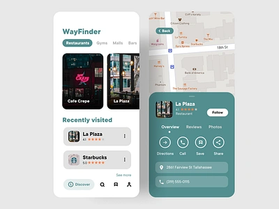 Wayfinder app design directions figma flat illustration map maps minimal mockup prototype type ui ui design user experience user inteface ux web design webdesign website