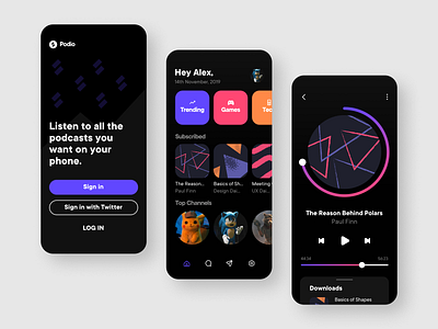 Podcasts App app design figma flat illustration minimal music music player podcasts app ui ui design user experience ux web design