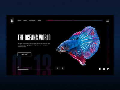 Oceans World Screen animation app design figma flat minimal ui web website