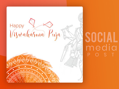 Viswakarma Puja Social Post design illustration