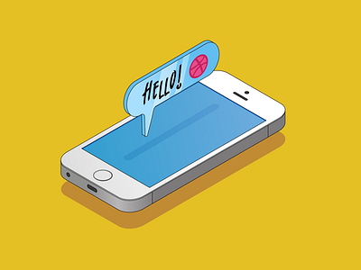 Hello Dribbble 😃 design flat illustration iphone isometry vector