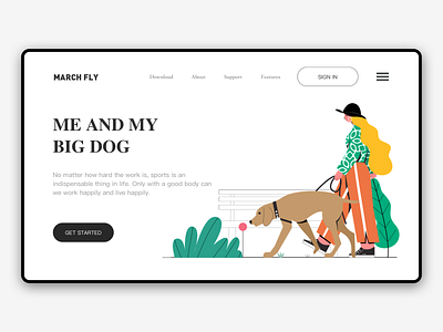 Walk the dog animal branding design illustration puppy ui vector web page 人物 包装 插画 植物