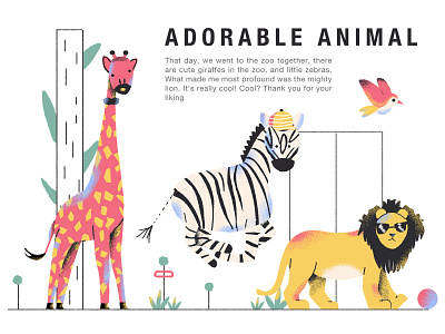 Animal park animal giraffe illustration lion little bird panda plant ui zebra zoo 插画 杂色 设计