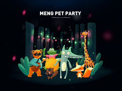 Meng pet party animal deer design fox frog illustration motley music panda party plant squirrel ui wolf y园糖 zoo