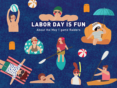 Labor day beach beach ball design illustration labor day landscape opening page panda pop ups sea startup page swim tourism ui 插画