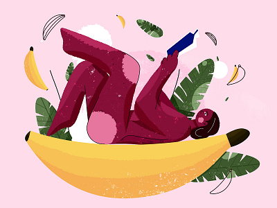 fruit banana banana leaf character character design design flat illustration fruit illustration illustration panda ui vector art 植物