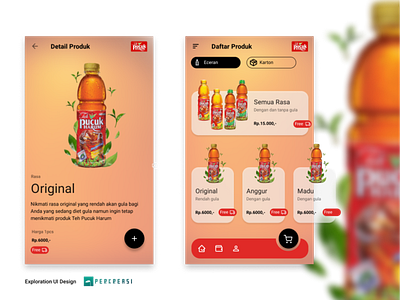 Purchase app for "Teh Pucuk" retail app design design indonesia teh pucuk ui ux
