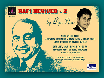 Rafi Revived 2 - Mohammed Rafi Tribute Concert Poster concert poster graphic design mohammed rafi performing arts rafi rafi revived tribute concert