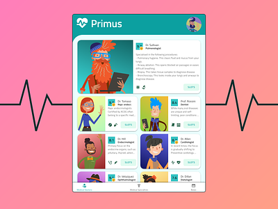 Primus - a medical mobile service clean clear design doctor appointment flat health indigo.design material medical simple telemedicine ui ux
