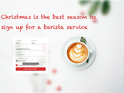 Christmas Barista 2d branding christmas clean design idenitity indigo.design interace minimal simple sketch ui ux website