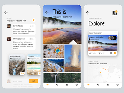 Yellowstone 2d clean design design explorer flat design indigo.design material design national parks tourism travel ui ux