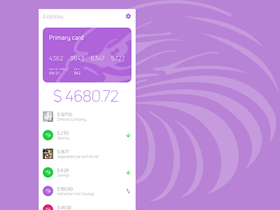 EaglePay - online bank 2d bank app bank card clean design design finance flat design indigo.design material design online banking payment app personal finance ui ux