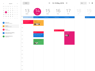 Scheduler 2d calender clean design design flat design indigo.design material design productivity scheduler time management ui ux