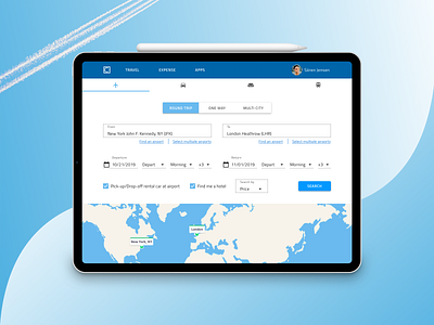 Business Travel airfare booking business clean corporate design flat ipad material simple tablet tickets travel ui ux
