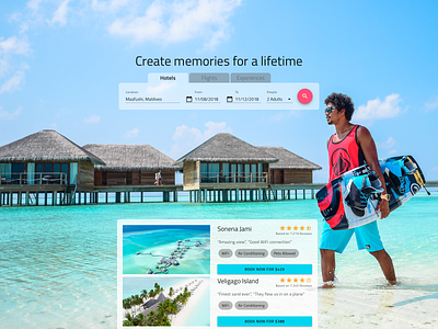 Holiday Booking adventure bookings clean design exotic flat holiday immersive travel ui ux vivid web website