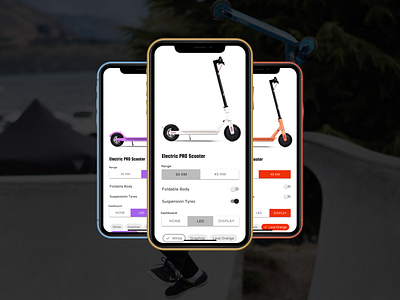 Electric Scooter Configurator clean clear configurator design electric environmental flat fun material minimal transportation ui ux