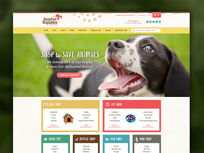 Zen Pets Homepage bootstrap ecommerce responsive ui ux web design