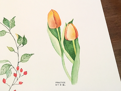 tulip design watercolour painting