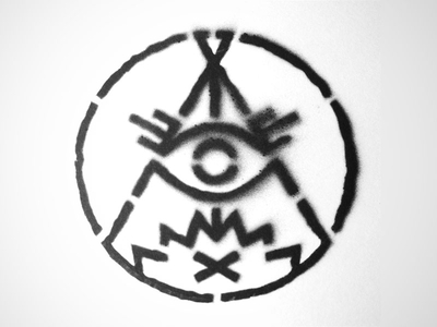 Campfire Conspiracy Stencil campfire conspiracy eye fire icon logo occult stencil teepee tent