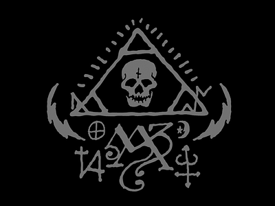 Esoteric 1 esoteric greyscale lightning bolt occult sigils skull triangle