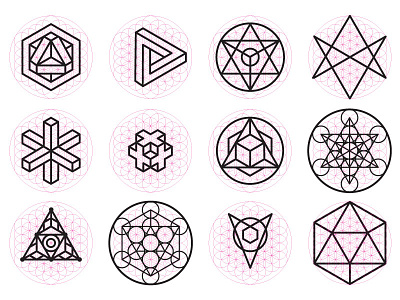Sacred Geometry esoteric flower of life hexagon line art occult petagon petagram sacred geometry spiritual symmetry tetrahedron triangle