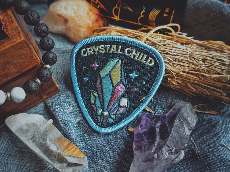 Crystal Child Patch illustration stone gem diamond badge patch starseed amethyst quartz crystal