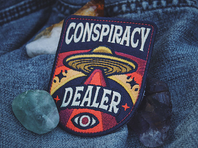 Conspiracy Dealer Patch alien badge conspiracy earth embroidered eye illuminati occult patch space stars ufo