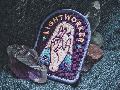 Lightworker Patch amethyst badge crystal embroidered esoteric hand healing lightworker new age patch quartz spiritual