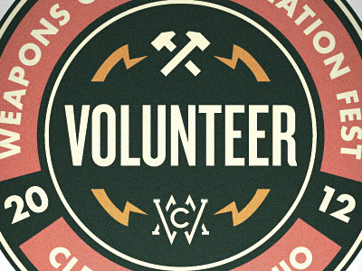 WMC Fest Badge badge emblem hammer icon lightning bolt logo volunteer weapons of mass creation wmc fest