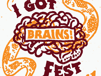 I Got Brains Fest 2012 blacksburg diy emo gig poster hand drawn i got brains music poster punk snake two color