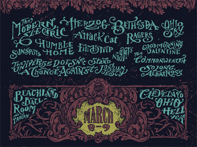 Band Names band names cellar door rendezvous cleveland hand lettering ornate poster typography