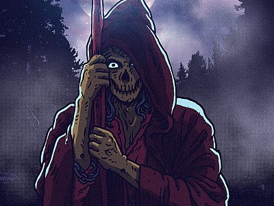 Tales Told in the Moonlight book cover creepy fog grim horror illustration michael woll moon reaper scythe skull