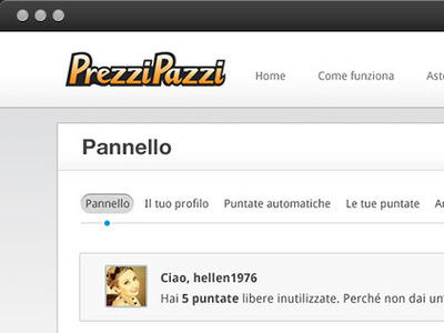 Prezzipazzi – User Dashboard dashboard tabs ui design user interface design web app web ui