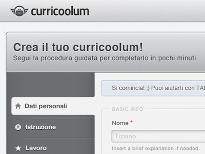 Curricoolum – UI 3rd iteration autocomplete form form validation forms tooltip ui design user interface design web app web ui