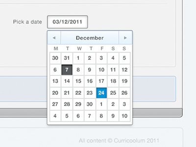 Curricoolum – Date picker calendar date picker form forms ui design user interface design web app web ui