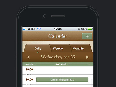 Save The Mom V1 – iPhone Calendar calendar iphone mobile ui mobile user interface tabbed navigation tabs ui design user interface design