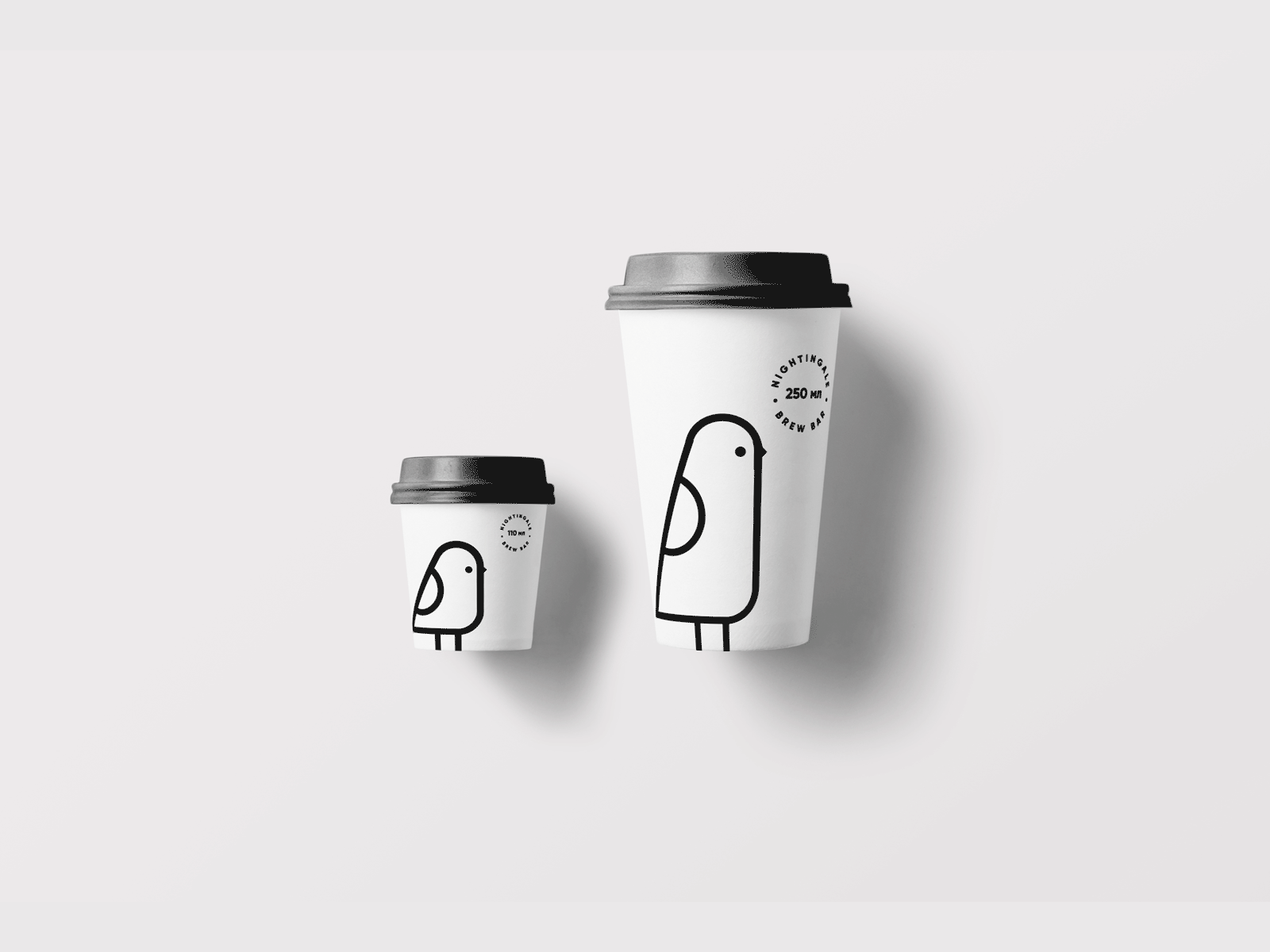 Nightingale Brew Bar Cups animation branding design flat icon illustration illustrator logo minimal typography