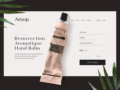aesop product page concept dailyui design ecommerce minimal pastel uiux web website