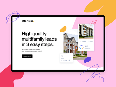Effortless Quick Website Concept bright coloful design flat handmade handrawn illustration lines messy pink shapes