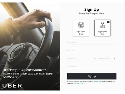 Hello Dribbble! #Dailyui #001 001 dailyui design re design sign up form uber uber design ui ux design webpage