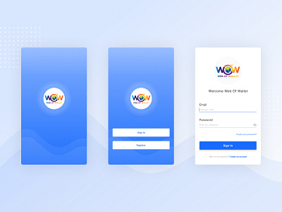 WOW Wallet App - Login Screen login design login page login screen mobile app mobile app design mobile design mobile ui payment payment app payments splash page splash screen ui ui design uxdesign wallet wallet ui walletapp wallets wow