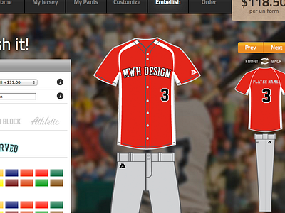 Uniform Builder baseball uniforms web app