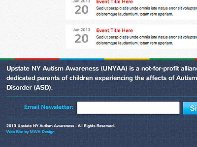 Footer autism events footer web design