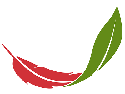 RedFeather Logo Mark caribbean energy feather green leaf logo mark red