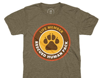 Rescued Human Pack, Life Member Tee badge design dog illustration logo paw paw print rescue dog t shirt tee
